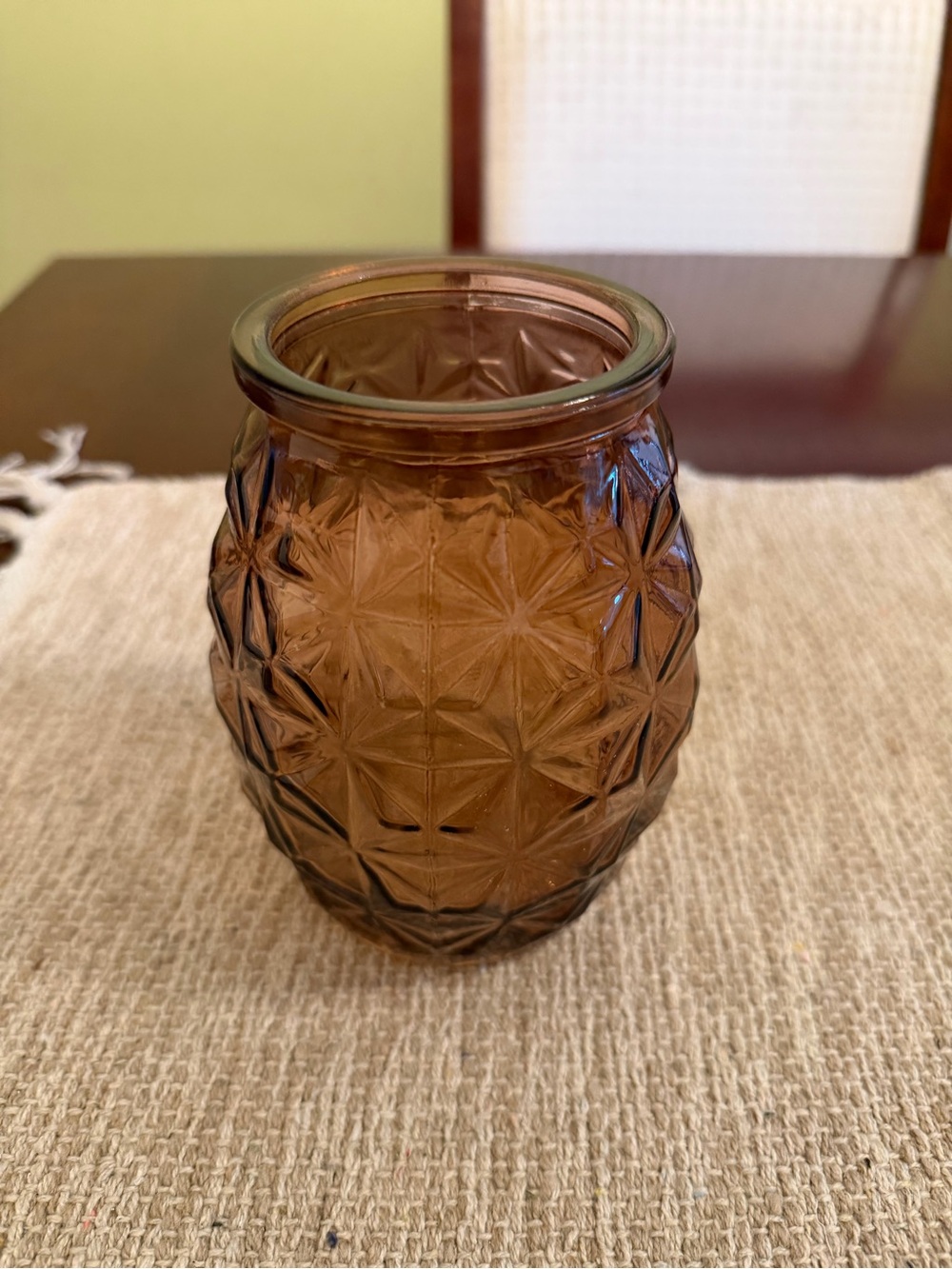Vintage Geometric Molded Glass Vase